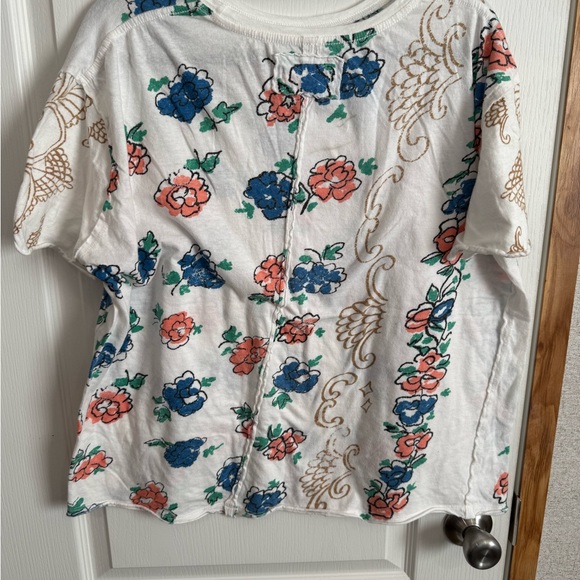 We The Free Floral Short Sleeve Top - Blue, Pink, Green - Picture 2 of 4